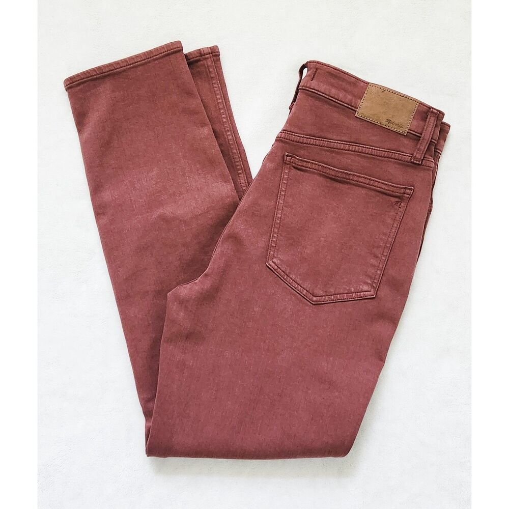 NWT Madewell stovepipe high rise fitted burgundy jeans